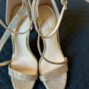 Jessica Simpson Sparkling Gold Heels